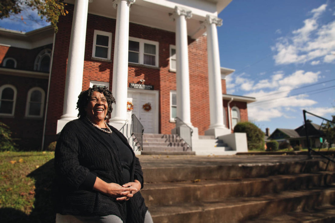 Andrea Clark outside Varick Chapel
